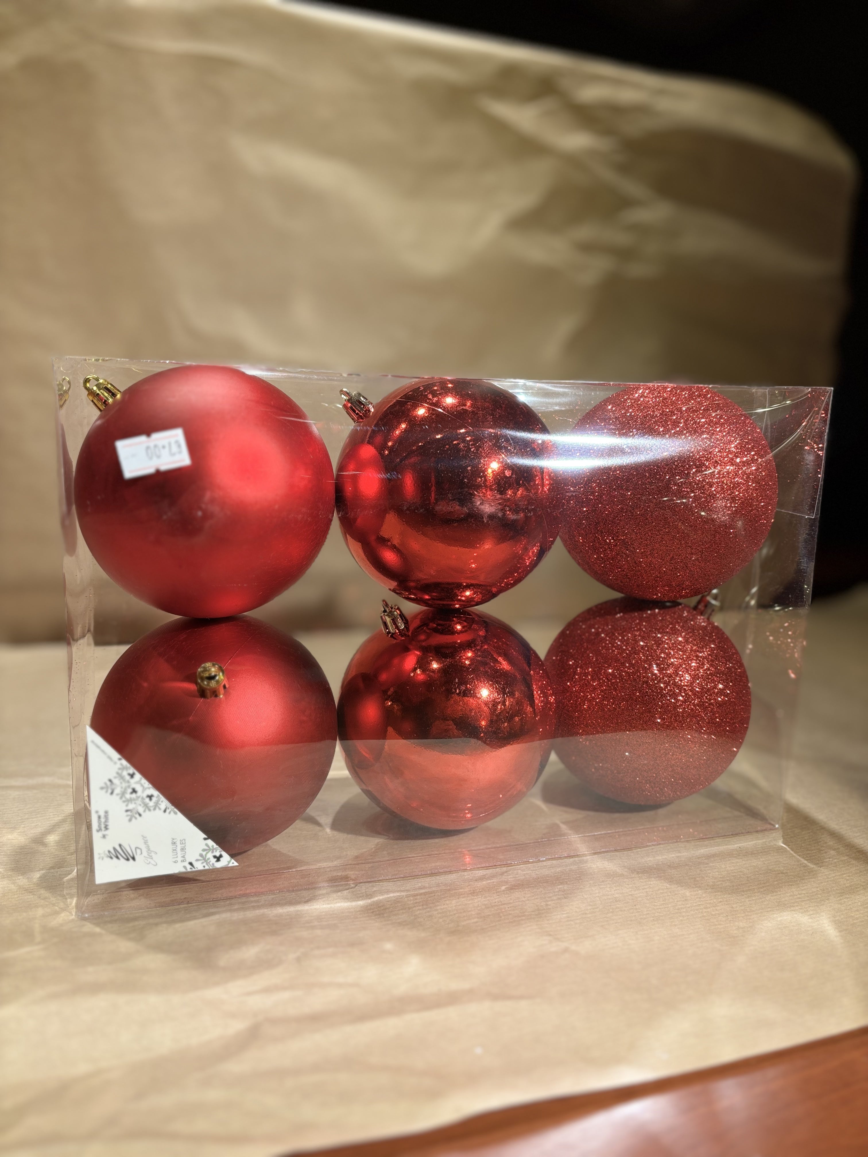 Elegance Luxury Baubles 10cm x6 Red