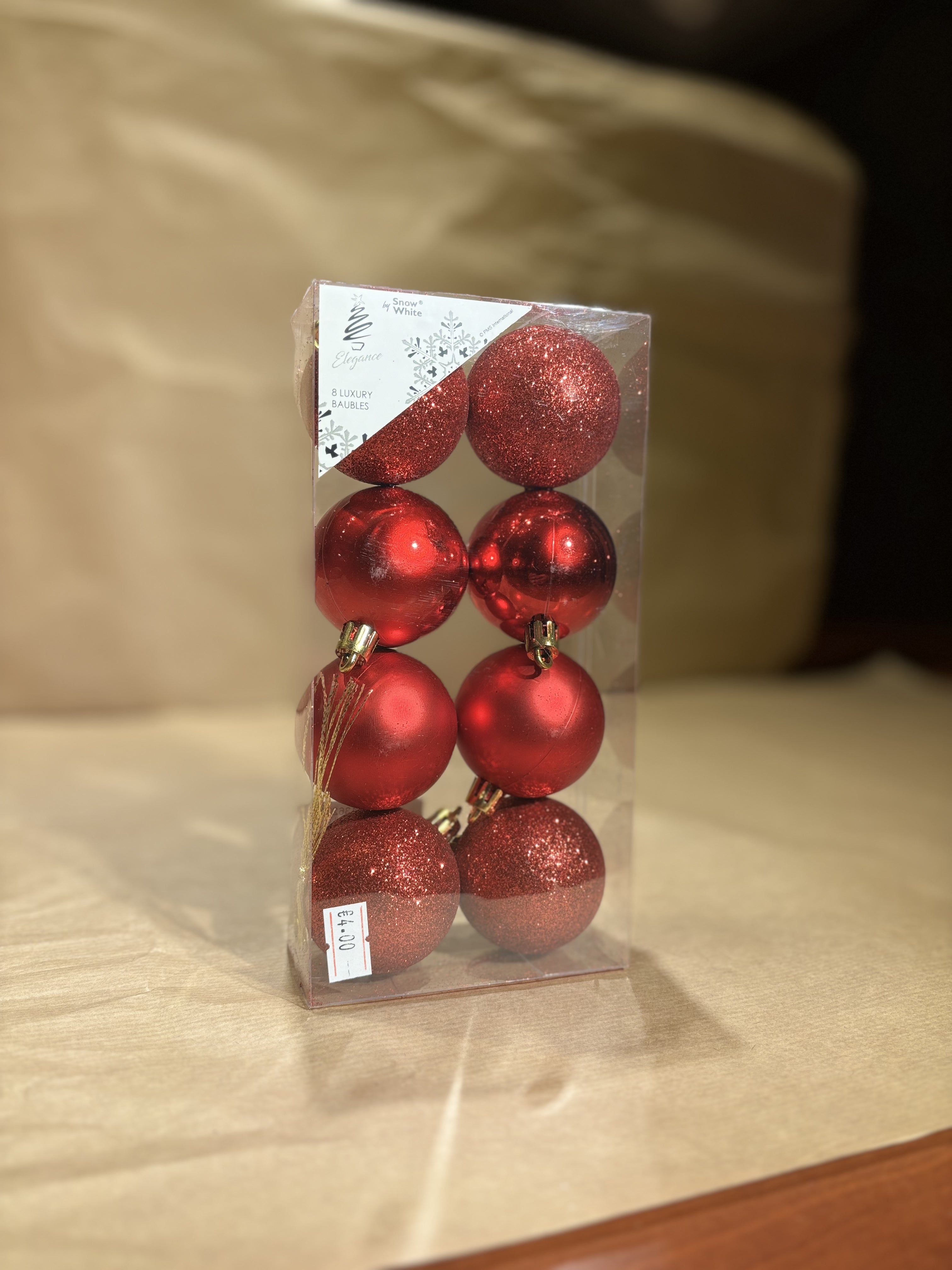 Elegance Luxury Baubles 5cm x8 Red