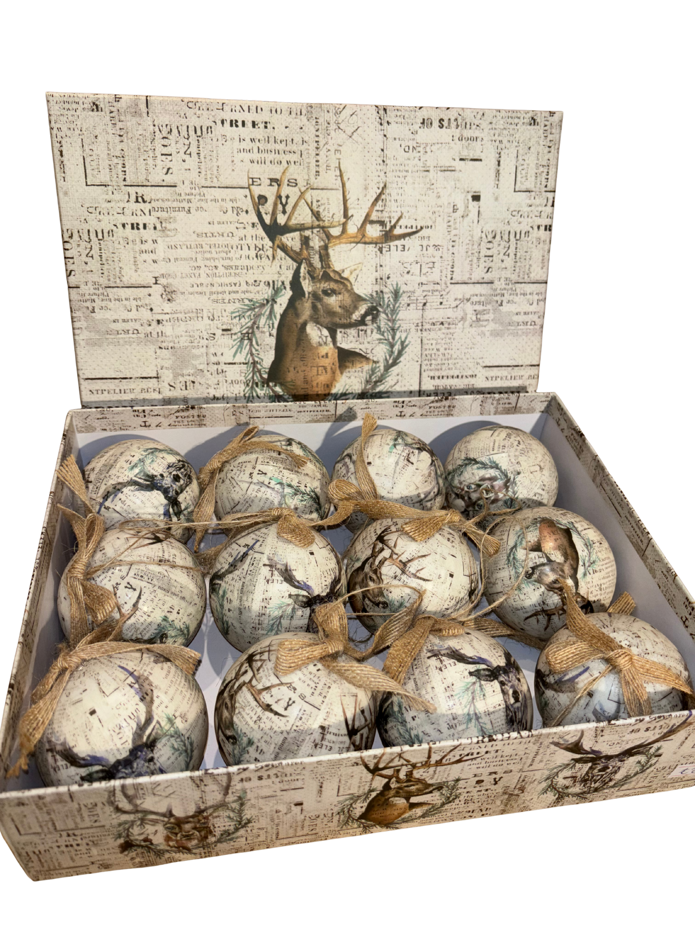 Christmas Bauble Set Deer Theme x12