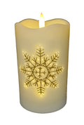 Ivory Battery Candle Gold Snowflake