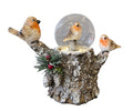 Robins on Tree Stump with Robin in Globe LED