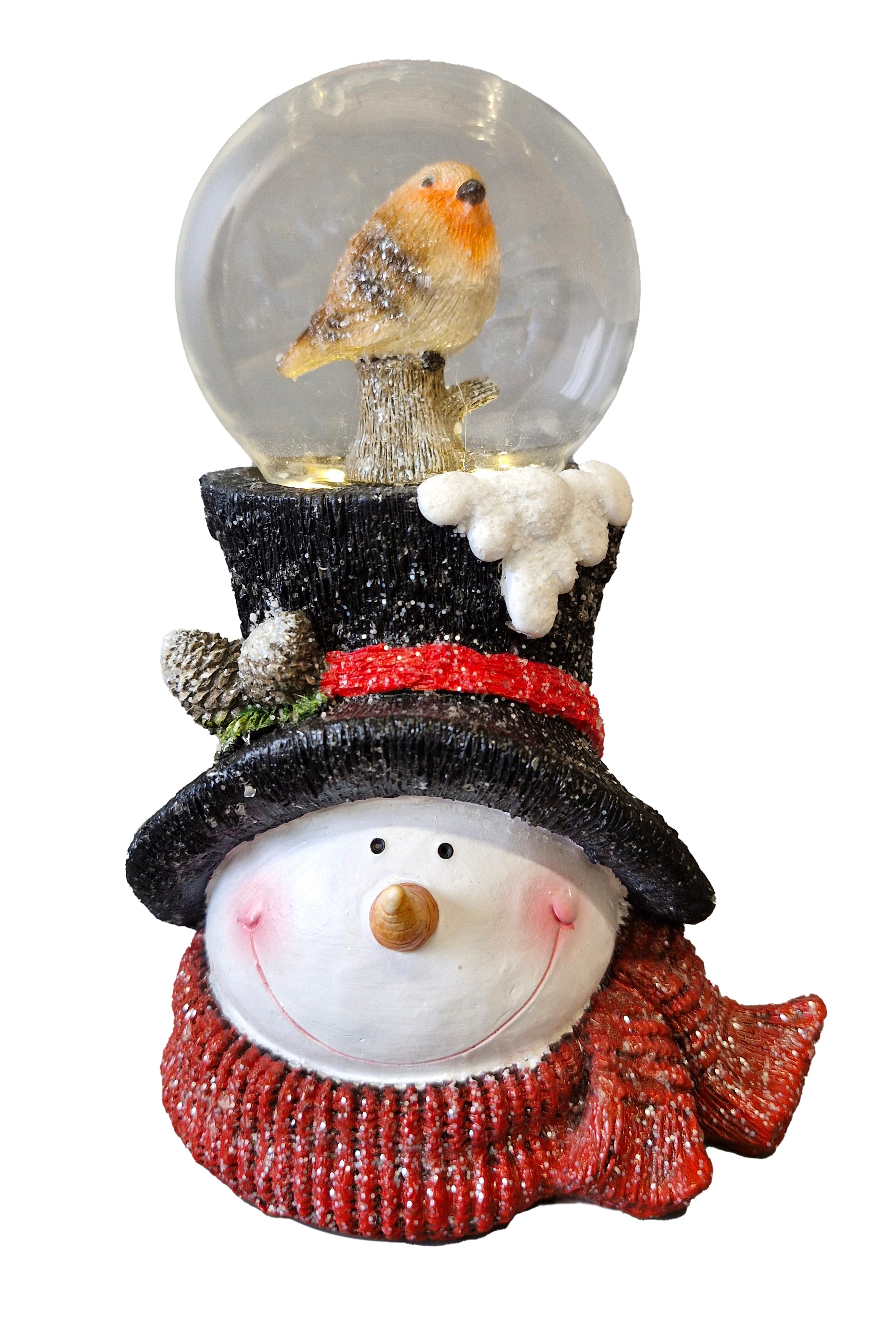 Snowman with Robin LED Snowglobe