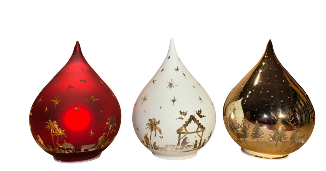 Tear Drop Ornament LED with Nativity Scene