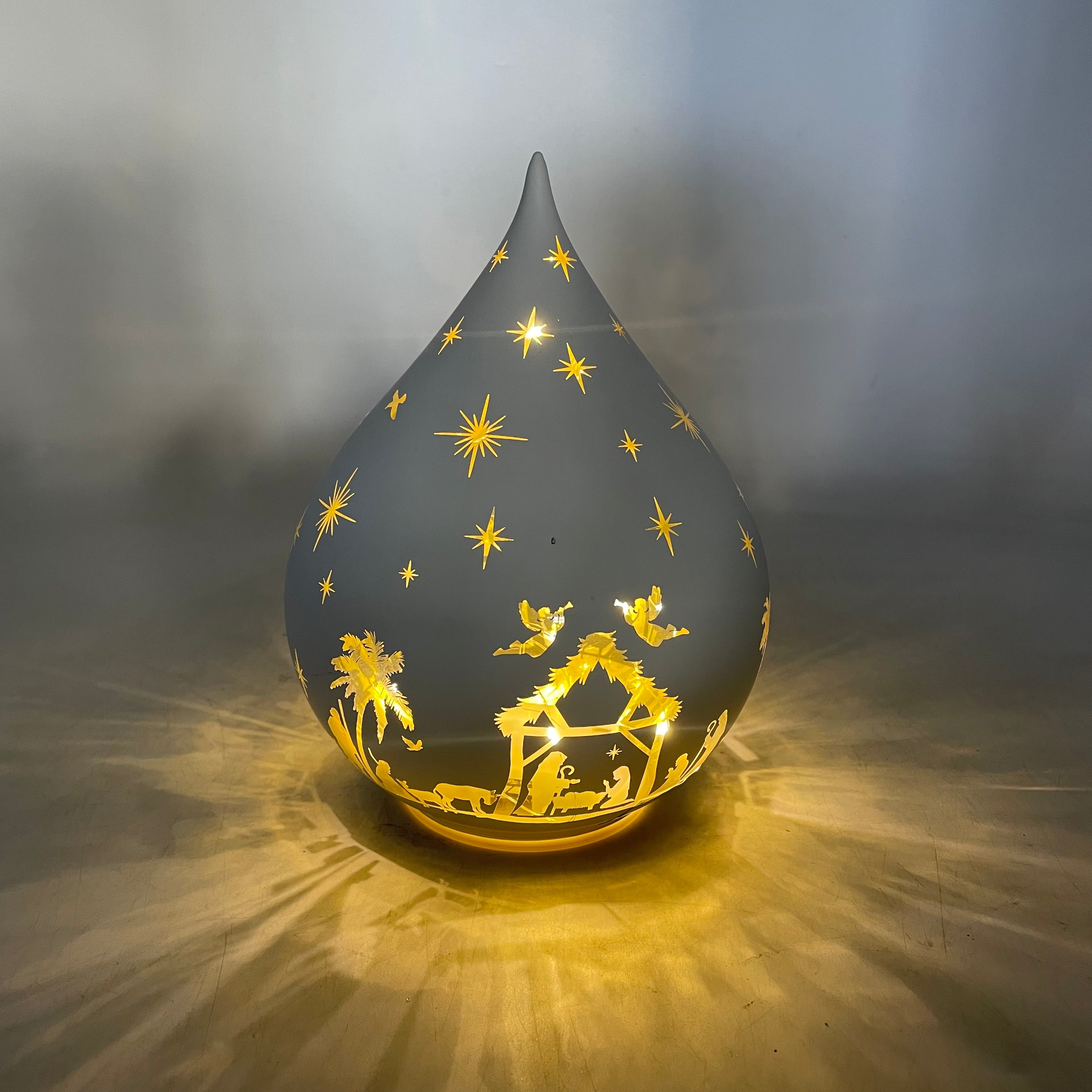 Tear Drop Ornament LED with Nativity Scene